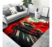 Xisnuient Racing Car Gamer Bereich Teppich für Schlafzimmer Wohnzimmer Sofa Home Fußmatte Dekor Teppich, Große Kinder Spielen Rutschfeste Bodenmatte (Red 2,50x80 cm)