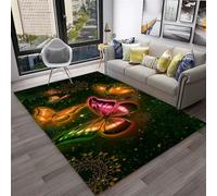 Xisnuient Sueño Mariposas 3D Alfombra Habitación Niña Decoración Moderna Azul Violeta Dorado Mariposas Flores Alfombrilla Antideslizante para Salón, Dormitorio, Sala De Juegos (Color 5,160x200 cm)
