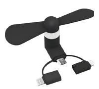Xisnuient Ventilador Mini Móvil 3 en 1, Ventilador USB Portátil Lightning/Tipo C/Micro USB, Silencioso Aspas Flexibles para Smartphone, Accesorio Verano Viaje Oficina Exterior (COLOR-1)
