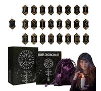 Xistuoz Juego de runas de madera - Runas de adivinación y libro guía - Herramienta de meditación símbolo de energía, accesorios de mitología para camping, viajes, escuela, dormitorio, familia, amigos