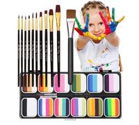 Xistuoz Paleta de maquillaje, paleta de maquillaje para adultos, juego profesional de pintura facial con 12 colores, paleta de pintura corporal profesional lavable para hombres