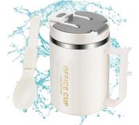 Xistuoz Taza térmica de acero inoxidable, taza térmica de acero inoxidable de 500 ml con mango y pajita - Taza de café de viaje para bebidas calientes, taza de café para la vida