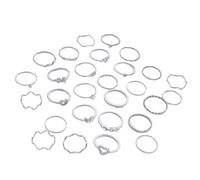 XITEA 28 anillos de moda con diamantes de imitación con forma de corazón que ofrecen un adorno versátil para mujeres modernas, Zinc