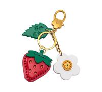 XITEA Adorable llavero de piel sintética con diseño de frutas de elefante portátil para llaves de coche, cierre seguro, Fresa roja, Talla única