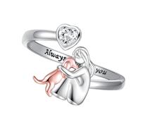 XITEA Anillos de corazón abiertos ajustables con colgantes para niñas y perros. Joyas galvanizadas estables ideales para regalar a la sociedad anillos inspiradores para mascotas, como se describe