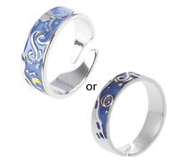 XITEA Anillos románticos de apertura ajustable con diseño de Van Gogh Starry para mujer, Metal
