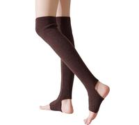 XITEA Calcetines largos de punto acanalado lisos por encima de la rodilla, sin pies, calentadores de piernas, medias altas hasta el muslo para mujer, yoga, baile, invierno, mangas sobre la rodilla