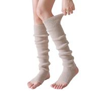 XITEA Calcetines largos de punto acanalado lisos por encima de la rodilla, sin pies, calentadores de piernas, medias altas hasta el muslo para mujer, yoga, baile, invierno, mangas sobre la rodilla