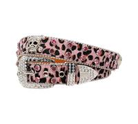 XITEA Cinturón de cintura tachonado con hebilla de cristal incrustado para uso casual para mujeres y hombres, cinturones de diamantes de imitación brillantes para mujer, Banda con ojales rosados, II