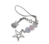 XITEA Llavero de cuentas elegante con cuentas de corazón de tres tonos, nota de tambor, adorno colgante para teléfono celular, versátil dije para bolsa para creadores de tendencias, as show, aleación