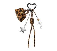 XITEA Soporte personalizable con estampado de animales con almacenamiento seguro y acento retro de lazo para llavero de estrella esencial diario, Bolsa pequeña marrón de S, Talla única