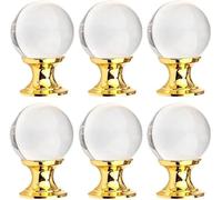 XITIAN Cupboard handles-Drawer Knobs,Dresser Knobs,6Pcs Crystal Glass Knobs Smooth Pull Clear Round Handles for Cabinet Door Cupboard Kitchen Dresser with 2 Kinds Screws/OneColor
