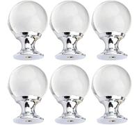 XITIAN Tiradores de armario, pomos de cajón, pomos de cómoda, 6 pomos de cristal, tiradores redondos transparentes for cajones, puertas, armarios, aparadores con 2 tipos de tornillos