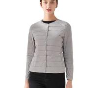xitoio Chaqueta acolchada ligera y plegable para mujer, abrigo de plumas acolchado de gran tamaño para mujer, gris, L