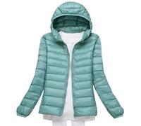 xitoio Chaqueta de plumón ligera y plegable para mujer, abrigo acolchado impermeable con capucha de gran tamaño, parka comprimible rellena de plumas, Bean Green, XL