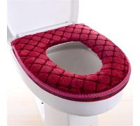 xitoio Cojín de asiento de inodoro más grueso y suave, fundas lavables y reutilizables, tamaño universal para baño de invierno (rojo)