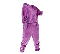 xitoio Conjunto deportivo de terciopelo con capucha de gran tamaño para mujer, conjunto de ropa de descanso de 2 piezas de terciopelo liso, ropa de descanso para mujer, Morado (, XXL