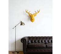 XIUCAI Cabeza de Ciervo Geométrica para Pared, Escultura Moderna de Resina 3D, Estatuilla de Cabeza de Animal para Colgar, para Sala, Dormitorio, Oficina Galería,Amarillo