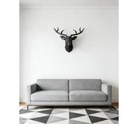 XIUCAI Cabeza de Ciervo Geométrica para Pared, Escultura Moderna de Resina 3D, Estatuilla de Cabeza de Animal para Colgar, para Sala, Dormitorio, Oficina Galería,Negro