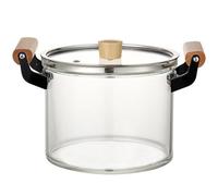 XIUCAI Olla Transparente de Vidrio Termorresistente con Tapa y Mango de Madera|Esencial para Cocinas y Comedores,4.5L