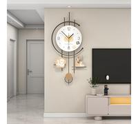 XIUCAI Relojes de Pared para Decoración de Salón, Grandes Relojes de Pared Accionados por Batería y Silenciosos de Metal, Reloj de Péndulo de Pared Moderno Arte en la Pared para Dormitorios,Small