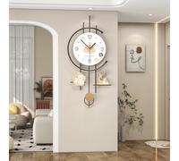XIUCAI Relojes de Pared para Decoración de Salón, Grandes Relojes de Pared Accionados por Batería y Silenciosos de Metal, Reloj de Péndulo de Pared Moderno Arte en la Pared para Dormitorios,Medium