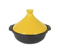 XIUCAI Tajín Marroquí para 3-5 Personas, Cazuela Cerámica con Dos Asas y Tapa Cónica, Cocción Lenta Familiar,Amarillo
