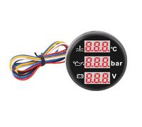 Xiuganpo 3 en 1 Kit de Sensor de Instrumentos, Temperatura del Refrigerante Medidor de Presión de Aceite Voltímetro de Batería, Juego de Medidor de Triple de Automóvil para (Esfera negra Cubierta
