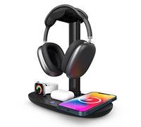 Xiuganpo 4 en 1 Cargador Inalámbrico con Soporte para Auriculares y Muelle de la Estación para Cargos 4 Dispositivos Simultáneamente, Carga Eficiente de Dispositivos Múltiples, para
