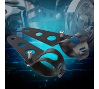 Xiuganpo Abrazadera de Soporte de Montaje de Faros Premium para Tubos de Horquilla de 35-43 Mm, Ideal para Chopper Cafe Racer, Construcción de Hierro Forjado Resistente a la Oxidación (BLACK)