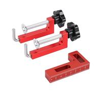 Xiuganpo Abrazaderas de Esquina para Carpintería, Abrazaderas de Esquina de 90 Grados de Alta Fuerza de Sujeción de Aluminio Anodizado, de ángulo Recto de Aluminio con 2 C Rojas y Mini Cuadrado de