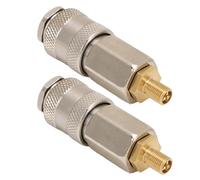 Xiuganpo Acoplador de Conector Rápido de Rosca Macho de Acero a Válvula Estadounidense para Inflador Eléctrico, Adaptador 3 en 1 Resistente, Paquete de 2 para Talleres y Garajes
