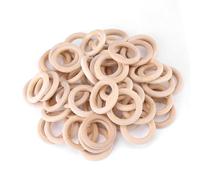Xiuganpo Anillos Redondos de Madera Natural, Círculos Artesanales de Madera DIY, Superficie sin Terminar, Grano de Visible, 50 Piezas para Hacer Manualidades de