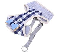Xiuganpo Arnés con Correa para el Pecho para Gatos de Malla Transpirable con Cuerda para Correa, Cierre de Doble Anillo, para Gatos Que Pesan Entre 2,5 y 7,5 Kg, Azul, Material de Poliéster de (M)