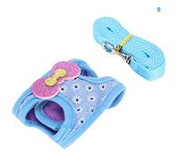 Xiuganpo Arnés de Correa Ajustable para Mascotas con Correa de Pecho Transpirable para Mascotas Pequeñas Conejo y Hámster Material de Tela Suave Diseño con Purpurina 1 (S)