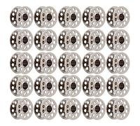 Xiuganpo Bobinas de Máquina de Coser de Acero Inoxidable, 25 Piezas, Bobinas de Bordado de Metal, Carretes de Costura de Aleación con Caja de Almacenamiento, Bobinadora Compatible para Costura