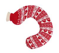 Xiuganpo Bolsa de Agua Caliente en Forma de U con Funda Tejida, Calor Duradero, Perfecta para Cuello y Hombros, Almohada de Viaje Incluida (Lazo rojo)