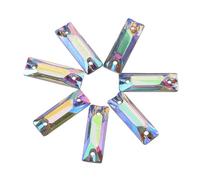 Xiuganpo Botones Decorativos Brillantes de Cristal de Resina Acrílica para Manualidades de Costura, 200 Piezas de Cristal Plano con Orificio para Decoración de Accesorios de Moda (Tira larga de