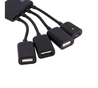 Xiuganpo Cable Adaptador Multifuncional de Concentrador Micro USB OTG de 4 Puertos para Dispositivos, Conecta Teclados y Ratones, Ligero y Apto para Viajes