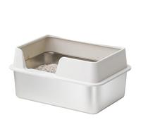 Xiuganpo Caja de para Gato de Acero Inoxidable Extra Grande, 19.69 X 13.78 X 7.87in, Nunca Absorbe Olores, Fuga Anti -orina, Limpieza Fácil, Lado para Gatos, Conejos, Conejitos (pequeñoBlanco)