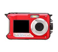 Xiuganpo Cámara Subacuática, Cámara Digital Resistente Al Agua de 2,7 K 48 MP con Pantalla LCD Trasera de 2,7 Pulgadas y Pantalla Frontal de 1,8 Pulgadas, Grabadora de Vídeo para Snorkel, (Rojo)