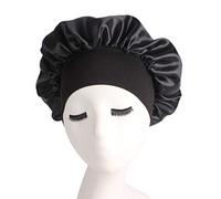 Xiuganpo Capó para Cubrir el Cabello, Banda Ancha para la Cabeza que Se Mantiene Toda la Noche, Gorro para Dormir, capó para el Cabello Rizado con Tela Suave para Mujeres, Envoltura de Largo (BLACK)