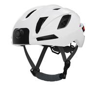 Xiuganpo Casco de Bicicleta Inteligente, Casco de Ciclismo ABS Ligero con Cámara 1080P y Conectividad BT, Luces Intermitentes para Hombres y Mujeres, Seguridad en la Conducción (White)