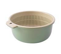 Xiuganpo Cesta de Lavado de Frutas y Verduras de Doble Capa, Juego de Colador de Plástico Redondo con Cesta Coladora para Escurrir Pasta, Ensalada de Bayas, Colador de Cocina, Lavabo de Verduras