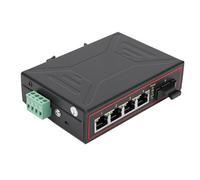 Xiuganpo Conmutador Ethernet Industrial, 4 Puertos 10/100M RJ45 y 1 Puerto óptico SFP Convertidor de Medios de Fibra Conmutador de Riel DIN con Carcasa Metálica y Plug and Play para Automatización