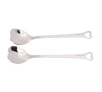 Xiuganpo Cucharas de Postre de Acero Inoxidable en Forma de Corazón Duraderas para Helado, Pastel, Juego de 2 Piezas para Regalo de Inauguración de la Casa (SILVER)