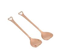 Xiuganpo Cucharas de Postre de Acero Inoxidable en Forma de Corazón Duraderas para Helado, Pastel, Juego de 2 Piezas para Regalo de Inauguración de la Casa (Oro rosa)