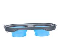 Xiuganpo Cuenco Doble Plegable para Mascotas para Viajes, Alimentación de Perros y Gatos, Silicona Duradera, 11,3 X 5,9 X 2,6 Pulgadas (Blue)