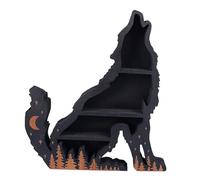 Xiuganpo Estante de Exhibición de Cristal Wolf, Acentos Decorativos de Múltiples Capas para el Hogar, Dormitorio y Sala de Estar, Madera Contrachapada 30 X 26 X 4 Cm (Lobo a la Izquierda)