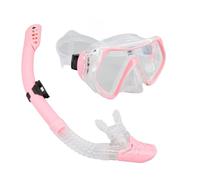 Xiuganpo Gafas de Buceo y Snorkel de Silicona Diseño Cómodo Ultra Claro para Nadar Aventuras Subacuáticas 2 Unidades (Pink)